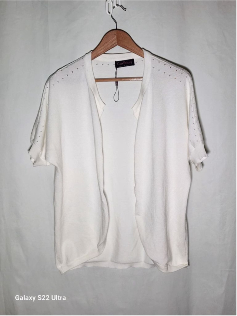 Women's Curlbiuty White Shrug Sweater L